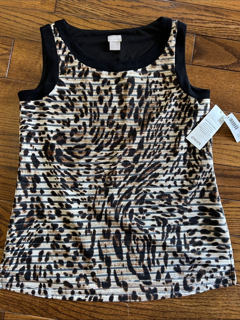 Chico's Sleeveless Animal-Print Tank in Black and Brown